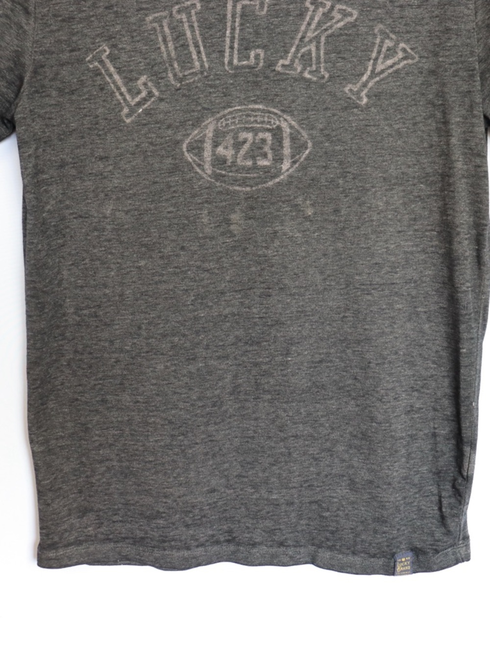 Lucky Brand Graphic T-Shirt Men’s Small Grey “Lucky 423” Vintage Style Tee - Picture 4 of 9
